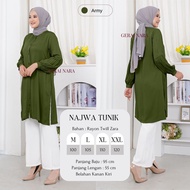 Baju Najwa Tunik Polos Tunik Rayon Twill Premium Lengan Balon