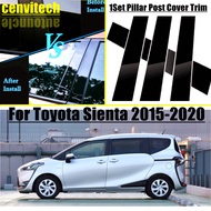 Glossy Black Car Door Window Center Column B C Pillar Post Sticker Trim Mirror Decoration Film for Toyota Sienta G2 XP170 G3 XP210 2015-2020 Accessories