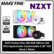 NZXT Kraken Elite 280 RGB 280mm AIO CPU Liquid Cooler Customizable 2.36" LCD Black / White