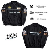 F1 McLaren Racing Jacket Men Motorcycle Riding Windbreaker Jacket Black Embroidery Bomber Jacket