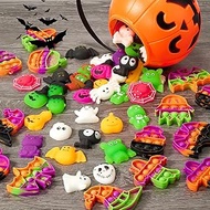30PCS Halloween Mochi Squishy Toys with Mini Pop Kyechain Its Halloween Party Favors Trick or Treat Goodie Bag Filler Halloween Decorations Kawaii Squishy Halloween Toys Gifts for Boy Girl
