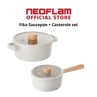 NEOFLAM FIKA RESERVE Healthy Ceramic Coating Saucepan + Casserole Combo