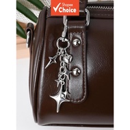Simple Y2K Silver Star Heart Keychain for Bags, Headphones, Phones, Car Keys, Holiday Gift  Rantai K