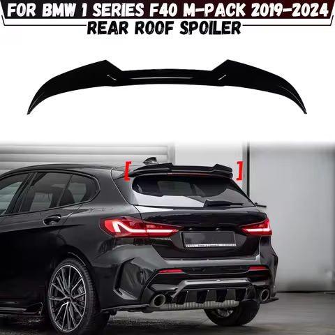 For BMW 1 Series F40 M135i 128ti M-Pack 2019-2024 Car Rear Trunk Boot Roof Lip Spoiler Cap Glossy Bl