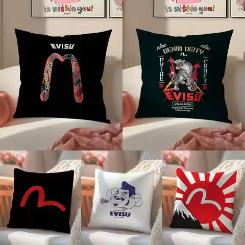 Selvedge Workwear Style E-Evisu-MT Jeans Pillow Case Comfort Sofa Bed Silky elegant Invisible zipper