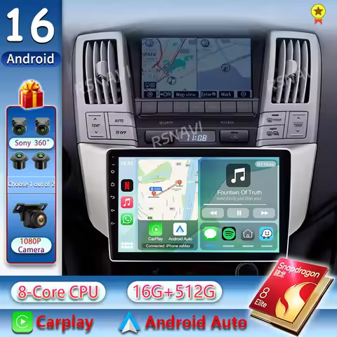 Android 16 Carplay Auto For Lexus RX300 RX330 RX350 RX400H II 2 For Toyota Harrier XU30 II 2 2003 - 