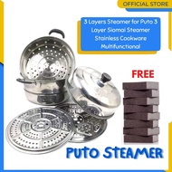 ✿❧Original 3 Layers Steamer for Puto 3 Layer Siomai Steamer Stainless Cookware Multifunctional