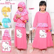 KK - GAMIS ANAK SET HIJAB 2-12 TAHUN MOTIF HELLO KITTY HIJAB BAJU ANAK NGAJI SET JILBAB / BAJU MUSLI