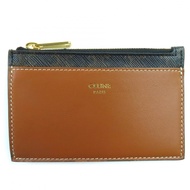 【5積分】全新未使用 ◇ CELINE Celine 羊皮 Triomphe 帆布 Fragment 卡包/證件包/拉鍊卡包/黑色/ブラウン，帶盒子和防塵袋，意大利製造，女士