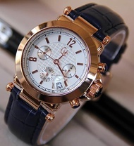 Jam Tangan Wanita GC Tali Kulit Tanggal Aktif Ring Gold Watches