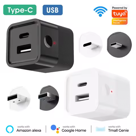 WiFi Smart Type C USB Adaptor Switch Timing Mini USB Power Adaptor Charger Plug Voice Control Works 