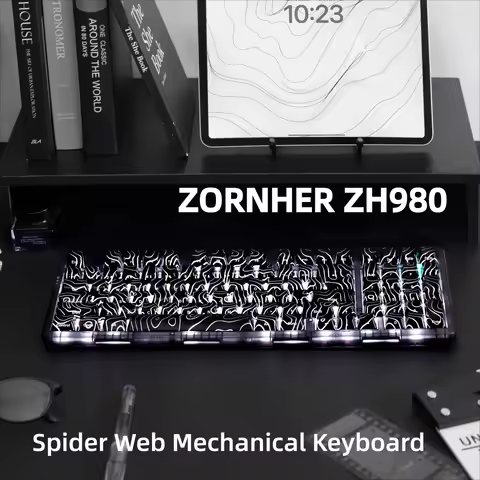 ZORNHER ZH980 Spider Web Mechanical Keyboard Gaming Wireless 2.4GBluetooth Custom Office HIFI Mute U