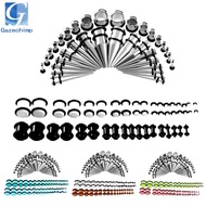 [Gazechimp] 72Pcs Acrylic Plugs Stainless Steel Tapers 14G-00G Ear Stretching Piercing