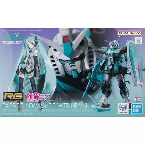 Bandai RG RX-78-2 Action Figures Hatsune Miku Ver. Mobile Suit GUndam Anime Model Assembly Plastic M