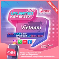 Pakej Data eSIM Vietnam📲 | 1-2GB Harian + Kelajuan Tanpa Had 128kbps | Tiada Luput | Pelancongan Asi