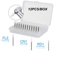 12Pcs/Pack Dental FG Burs Cone White Stone Polishing Bur Flame Point Abrasion Bur High Speed Handpie