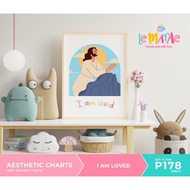 Jesus Portrait Laminated Chart Wooden Frame A3 Big Wall Decor