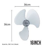 PowerPac Fan Blade Replacement ABS 12"/16"/18" Desk Fan Stand Fan Wall Fan (FBC1)