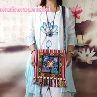 MAHMOUNDKI Women Shoulder Bag, Vintage Fashion Message Bag,  Embroidery Tapestry Hmong Tribal Ethnic
