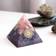 預訂【粉晶、紫晶】奧根水晶能量金字塔Orgonite 6x6 cm