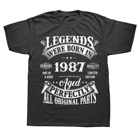 Funny Legend Born 1987 39th Birthday Gifts 39 Years Old Tee Tops Round Neck Short-Sleeve Fashion Tsh