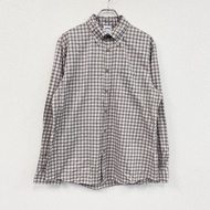 BROOKS BROTHERS長袖紐扣襯衫，格子圖案，灰色，L 碼，古著。