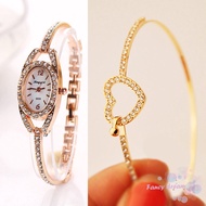 COD Women Quartz Watch Stainless Steel Crystal Bangle Slim Wristwatch/Bracelet Jewelry