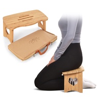 Meditation Bench Folding Kneeling Meditation Bench Kneeling Stool Bamboo Yoga Bench for Extended Pra