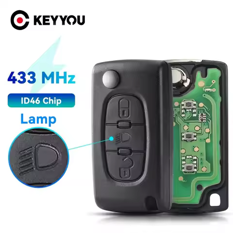 KEYYOU For Citroen C5 X7 C2 C3 C4 Grand Picasso Berlingo C6 C8 3 Buttons light Remote Car Key 433Mhz