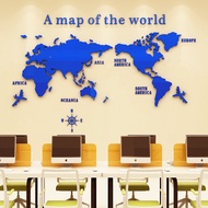 【DAORUI】World Map 3D Acrylic Wall Stickers Crystal Mirror Stickers for Office Wall Decorative Stickers