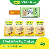 Buy 4 Pack Milna Rice Crackers Banana Berries FREE Cussons Baby Wipes