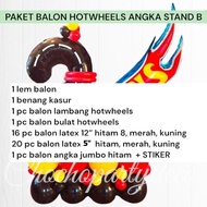 Paket Balon HOTWHEELS ANGKA STAND B / Dekorasi Ulang Tahun Hotwheels