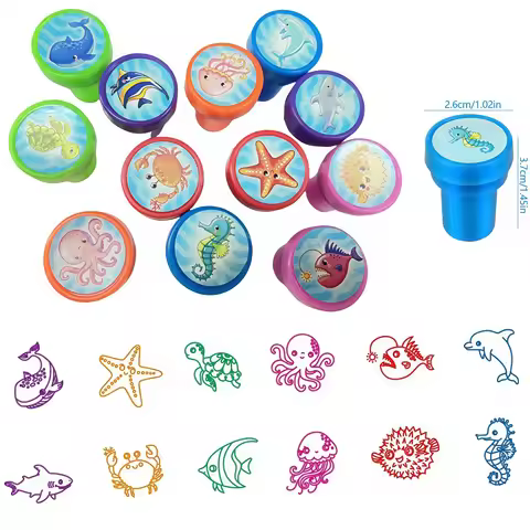 Ocean Animal Stamp Party Favors Whales Sharks Dolphins Seal Stamps for Kids Birthday Party Gifts Bab