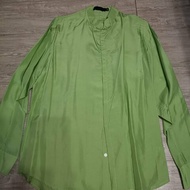 台灣設計師品牌 SHIATZY CHEN 夏姿 蘋果綠色素面立領造型扣長袖-男