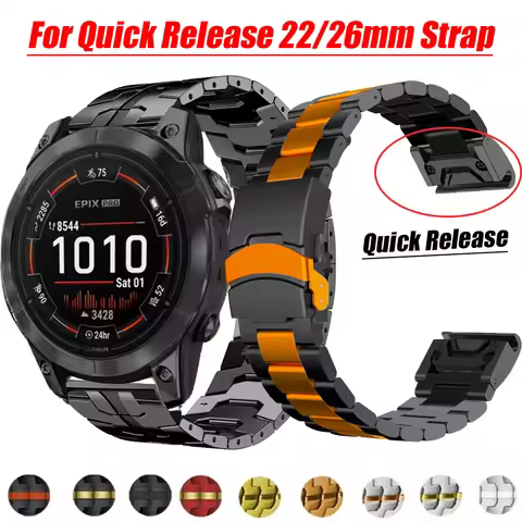 For Garmin Fenix 7X 5X Plus 6X Pro Quick Fit Metal Bracelet Business Strap For For Garmin Fenix3 HR 