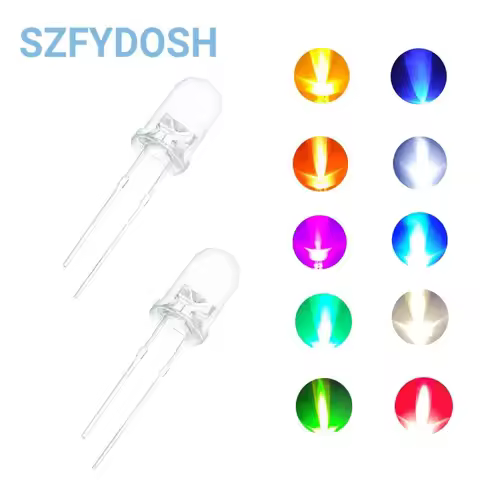 5MM Led White/Blue/Red/Yellow/Green/Pink/Purple Light Bulbs / 5MM White Colour LED Emitting Diode F5