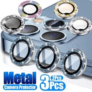 【cw】 1Set Diamond Glitter Metal Ring Len Tempered Glass For iPhone 11 12 13 mini 14 Pro Max Camera Protector Protective Cap Guard