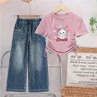Oneset Croptop T-shirt for Girls Long Jeans for ages 1 2 3 4 5 6 7 8 9 10 11 12 years baju budak per