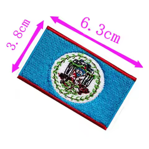Belize Country Flag Embroidery Patch 6.3cm Wide Iron On Sew On Backing