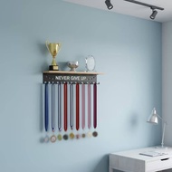 Medal Display Rack with Shelf Bamboo Award Rack with Hooks Trophy Shelf with Hooks Sturdy Modern for