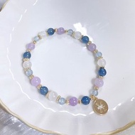 星座-雙魚座/幸運石/月光石/海藍寶/紫水晶/彈性水晶手環