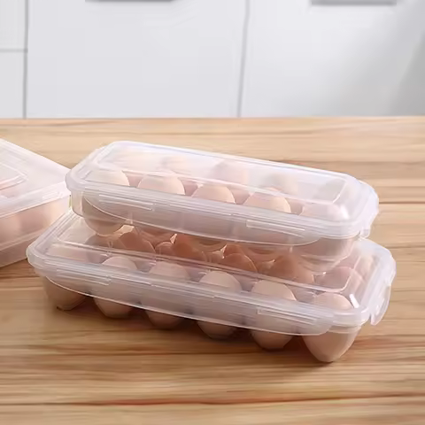 10/18 Grid Egg Storage Box Egg Tray with Lid Kitchen Refrigerator Egg Box Egg Drop Rack Egg Storage
