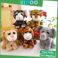 Kidoo 23cm Wild Animal Zoo Plush Soft Toys Patung Binatang Zoo Leopard Elephant Tiger Lion Giraffe B