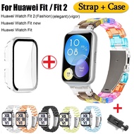 Clear Rainbow Strap+Case For Huawei fit 2 / Huawei Fit Strap+Huawei Watch fit 2 Case Full Screen Covered Huawei Watch fit 2 Strap Plastic Huawei Fit 2 Strap Huawei Watch fit Cover