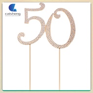 Happy Birthday Gold Rhinestones Memorial Candles 50th Wedding Decor Cake Dessert Topper Anniversary 