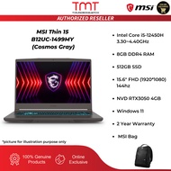 MSI Thin 15 B12UC-1499MY Gaming Laptop | i5-12450H | 8GB RAM 512GB SSD | 15.6"FHD 144Hz | RTX3050 4G