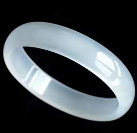 Free Shipping Stunning Fluorescent white Natural agate jade bangle bracelet 68mm
