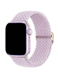 淺紫色可調節尼龍編織錶帶帶扣適用於 Apple Watch 和 Samsung Galaxy Watch