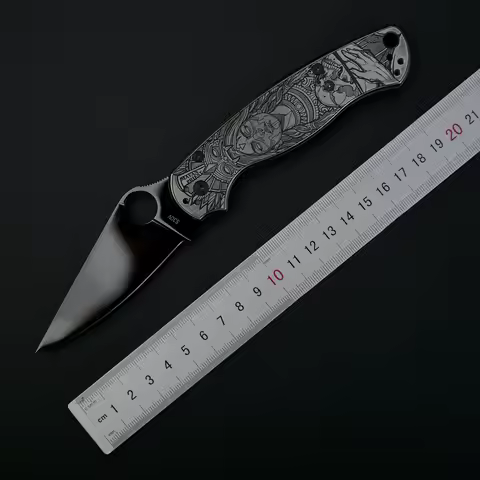 [ Mayan Priest] Spider C81 High Hardness CPM-S30V Steel Liquid Mirror DLC Titanium Alloy Deep Carvin
