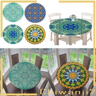 [Chiwanji2] Mandala Table Cover Anti-slip Tablecloth with Polyester Backing to 120cm/48inch Dia. Rou